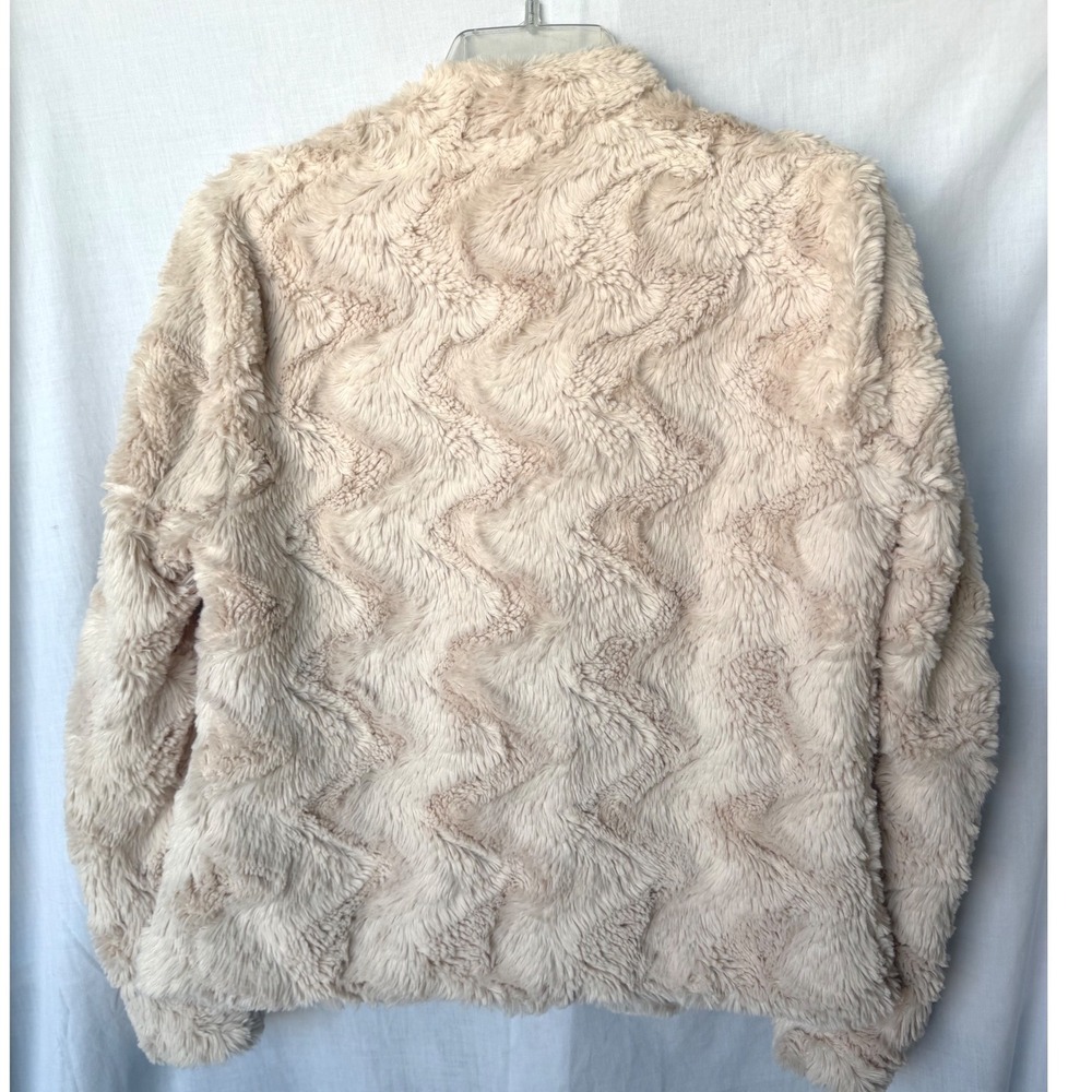 Lemon Tart Sabina Faux Fur Jacket Blush Beige Chevron Swirl Snap Front Small - Picture 4 of 9